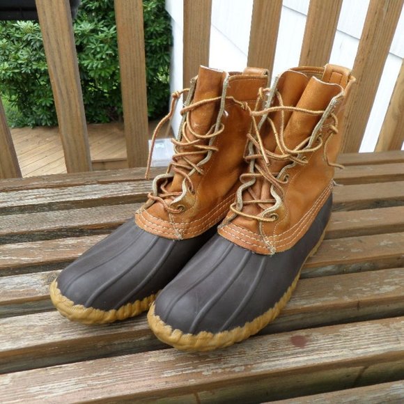 Vintage LL Bean Maine Hunting Boots Brown Leather size 8 Narrow - Picture 1 of 11
